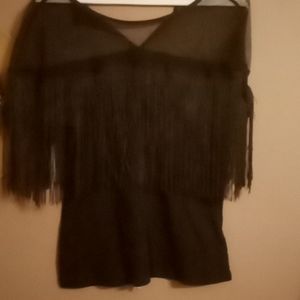 Black fringe top